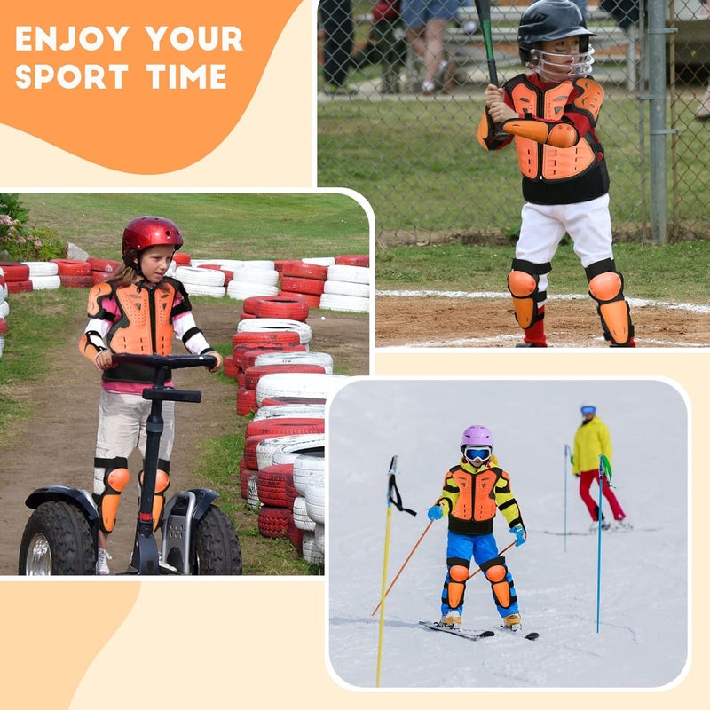 JUSTDOLIFE Youth Dirt Bike Gear, 5 PCS Motorcycle Armbor Protection Jacket, Kids Motorcycle Armor with Knee Pads Elbow Pads Chest Protector Racing for Outdoor Sports - Image 5